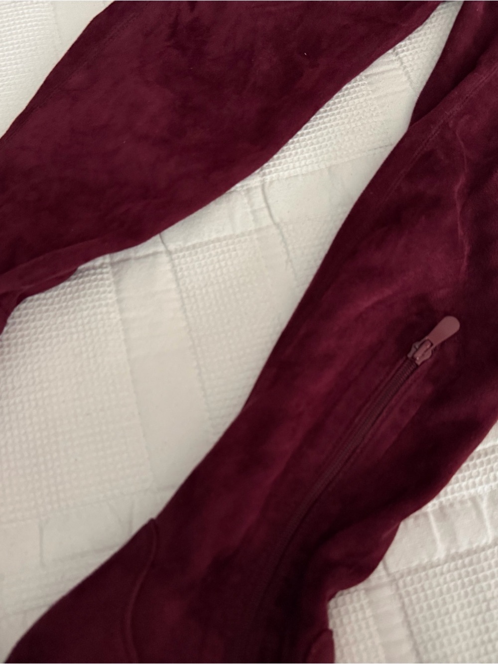 Laurence Faux Suede Over-the-Knee Boots Lace Back US 9 Burgundy Zip Closure - Picture 7 of 15
